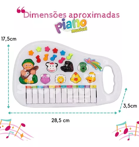 Piano Teclado Musical Infantil Bebe Sons Animais Eletronico em