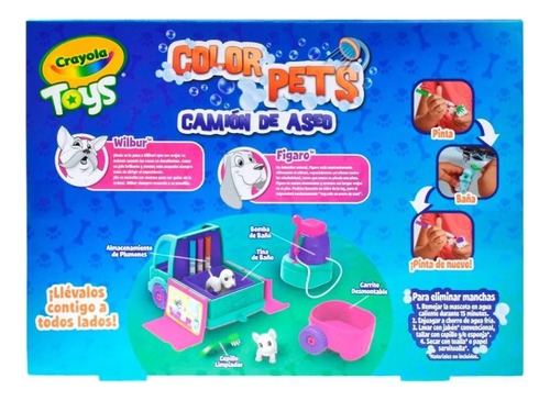Color Pets Camión Aseo 2 Mascotas Píntalos Y Báñalos Crayola