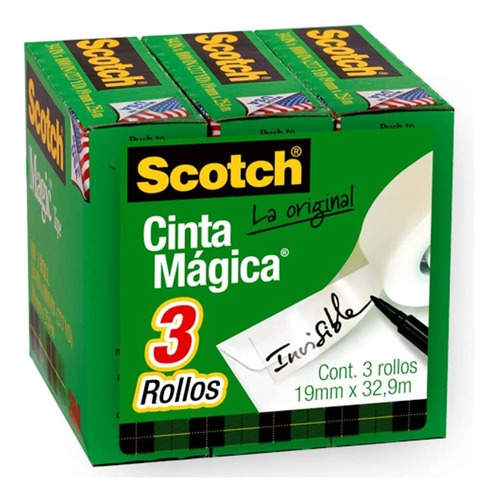 Cinta Scotch 810 Magica 19mmx33m Paquete Con 3 Piezas