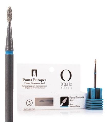 Punta Europea Flama Diamante Azul Manicura By Organic Nails
