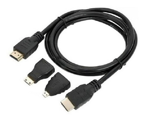 Cable Hdmi A Hdmi + Micro Hdmi + Mini Hdmi 3 En 1 Full Hd