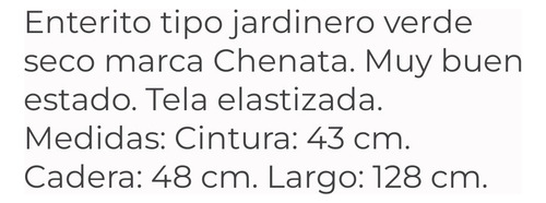 Enterito Jardinero Verde Chenata - Talle S Verde Seco S (Usado)