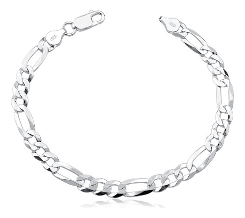 Pulseira Prata 925 De Lei Maciça 7mm 3x1 Masculina Legítima Comprimento 21 cm