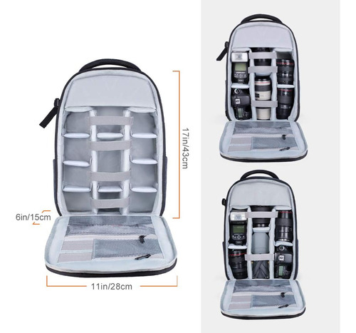 Mochila K&f Concept Camaras Dslr, 11x5.5x16.9/gris