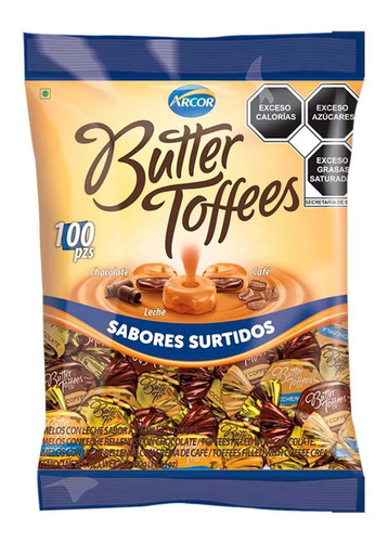 Carámelo Arcor Butter Toffees Leche Chocolate Café 400g