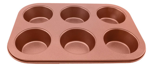 Molde Para 6 Muffins Con Triple Capa Antihaderente Cobre