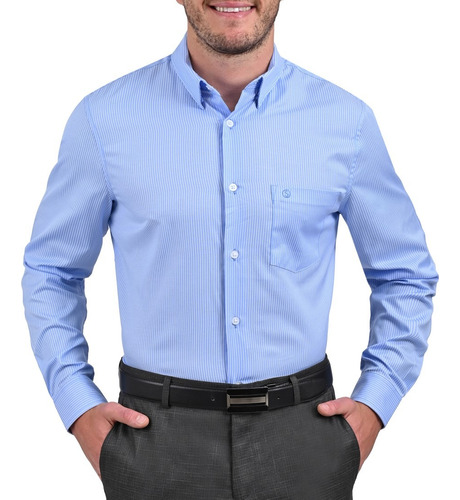 Camisa Sansabelt Manga Larga De Rayas Regular Fit 