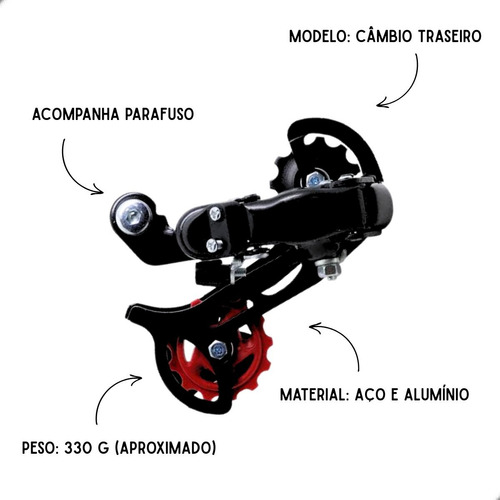 Kit Cambios 7 Velocidades 21v Pedivela Bike Aro 24/29 Mtb