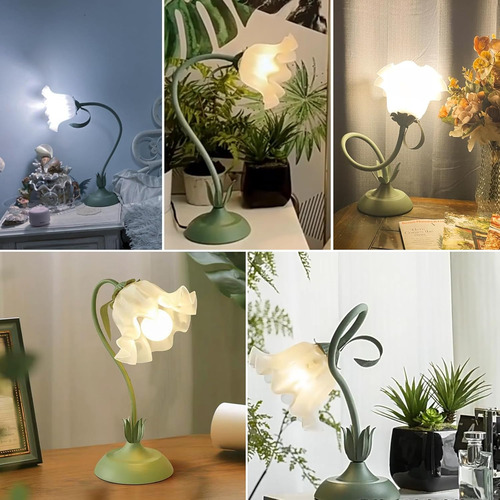 Bonita Lámpara De Mesa De Flores, Luz De Lectura Led, Lámpar