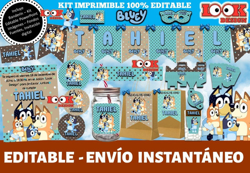 Kit Imprimible Candybar Bluey 100% Editable Powerpoint