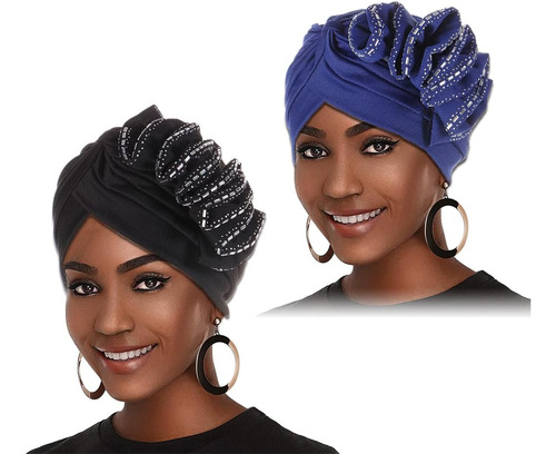 Yeilhile Turbante Africano Gorro Negro Con Gorro Elástico