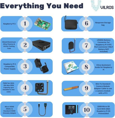 Vilros Raspberry Pi 5 (8 Gb) Kit Básico De Inicio Con Carcas