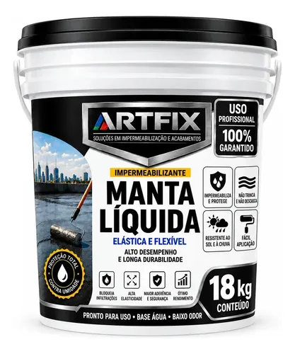 Manta Liquida Emborrachada 18 Kg P/ Área Externa Interna Cinza Acetinado ART FIX