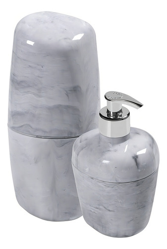Kit De Acessórios Para Banheiro Com 2 Peças Marmorizado Wt