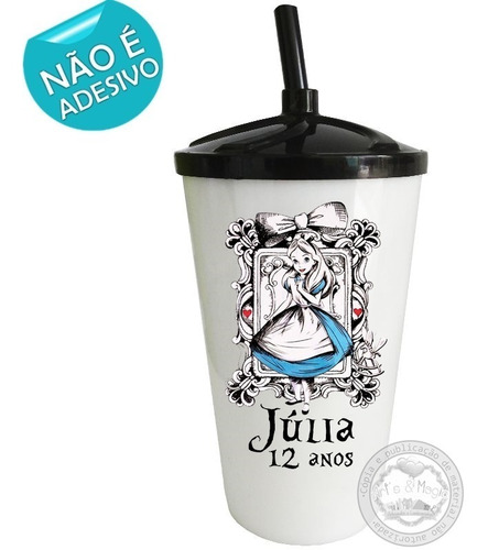 Imagem 2 de 5 de 20 Copos Twister Branco 500 Ml Personalizado Alice