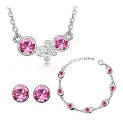Dije, Collar Y Aretes Pulsera Cristal Swarov Elements Brillo