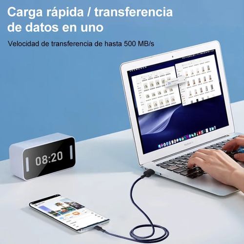 Hu Cable Tipo C Carga Rapida Cable Usb Datos Transfer 5v 3a