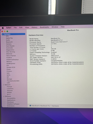 Apple Macbook Pro 15 Mid 2015 Retina. Ssd 500 Gb, 16 Gb Ram. (Usado)