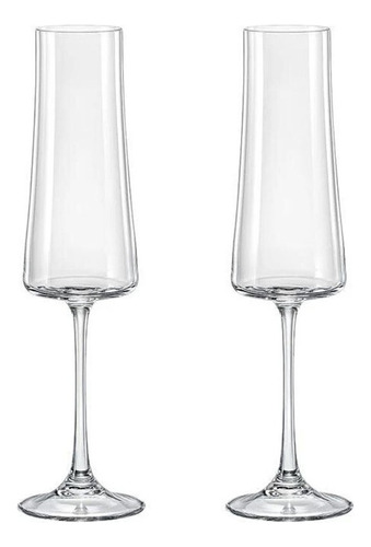 2 Taças 210ml Champagne Bohemia Vidro Cristal Glamour Cor Incolor