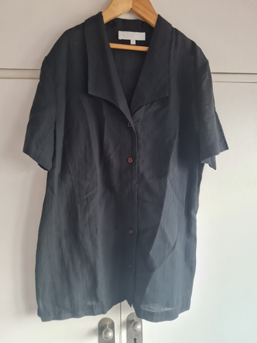 Camisa Negra Etam Talle S Manga Corta 100% Algodon Impecable