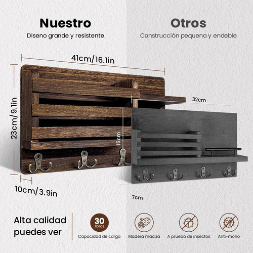 Porta Llaves De Pared Con 11 Ganchos Para Hogar U Oficina