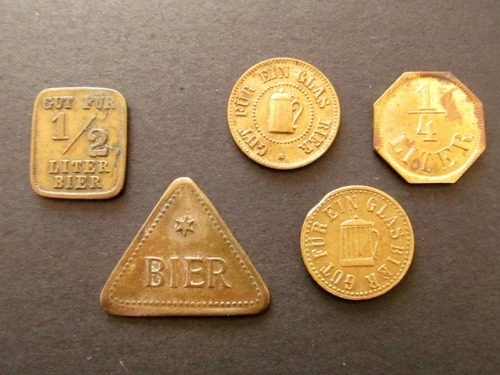 Set Monedas Antiguas Alemanas De Cerveza Token Biertoken (2)