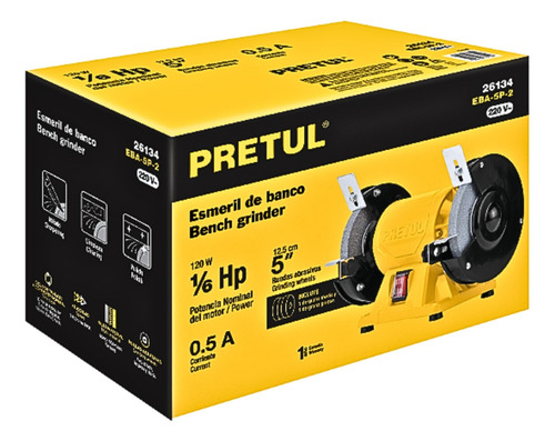 Esmeril Amoladora De Banco De 5 1/6hp 220v Pretul