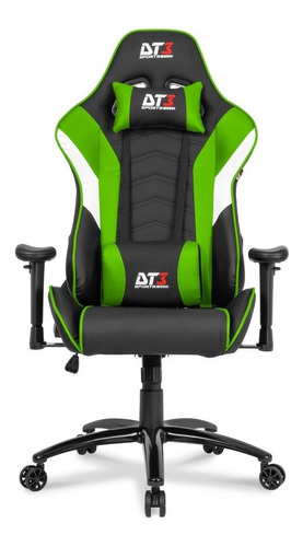 Cadeira de escritório DT3sports Elise gamer ergonômica  preto e verde-claro com estofado de couro sintético