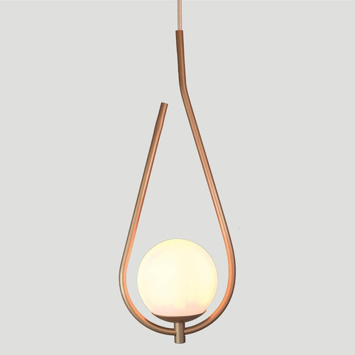 Lustre Pendente On Drop - Bronze Com Globo De Vidro Branco