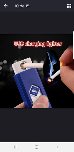 Encendedor Mechero Lighter Eléctrico Recargable Usb Delgado