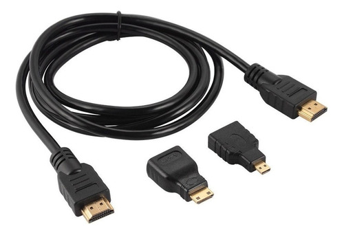 Cable Hdmi 3 En 1 Con Adaptador Mini Y Micro Hdmi 1.5 Metros