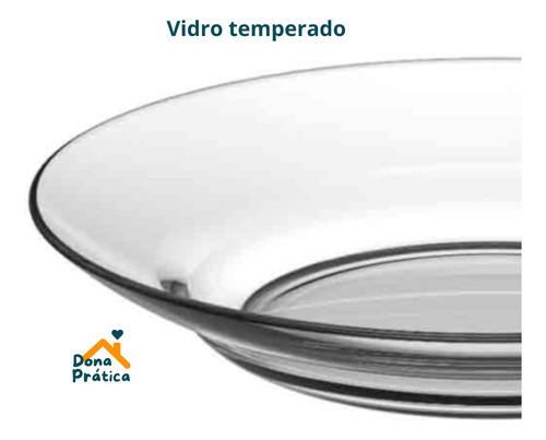 Conjunto De 4 Pratos Fundos De Vidro Transparente 22cm