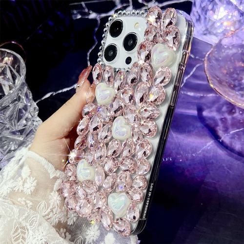 ////funda De Teléfono Para Redmi Note 14, 13, 12, 11, 10, Diamantes De Imitación Rosa Brillante, Colorida, Luz Que Fluye