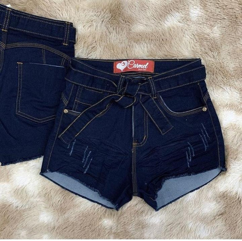 short jeans com laço na cintura