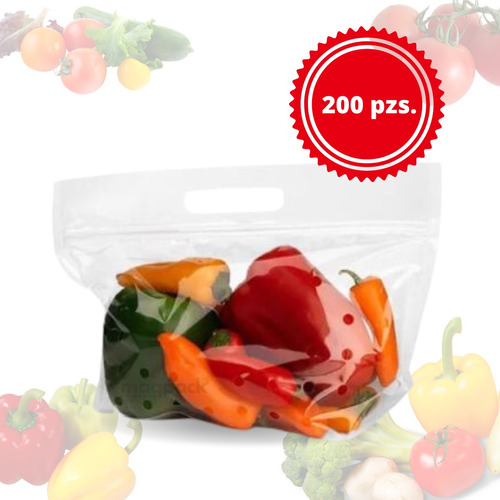 200 Bolsa Frutas Y Verduras Con Cierre Y Perforaciones 1 Kg