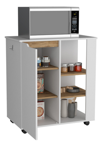 Mueble Microondas Soler 1p 4r - Blanco Mqz / Macadamia