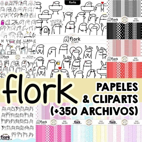 Kit Imprimible Flork Papeles Y Cliparts Plantillas Taza +300
