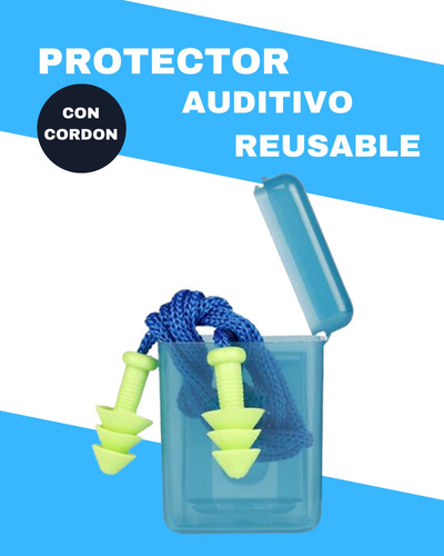 Protector Auditivo Reusable C/ Cordón (12 Unid)