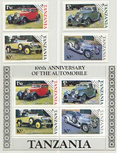 Tanzania 1986. Serie Completa Nueva De Automóviles Antiguos