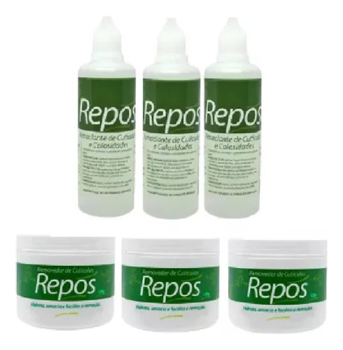 Kit Repos 3 Creme Para Tirar + 3 Amaciante Cutículas 120ml