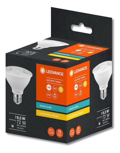 Kit 12 Lampadas Led Par30 9,5w 2700k 900lm Biv E27-osram