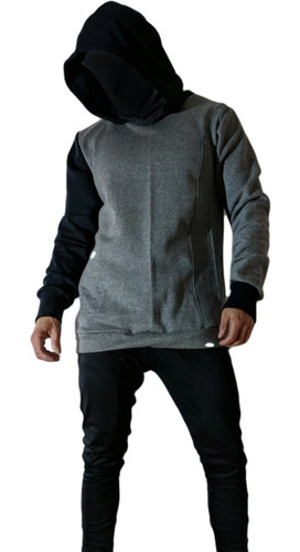 Id522 Buzos Dos Colores Negro & Gris Hoodies Hartl Hombre