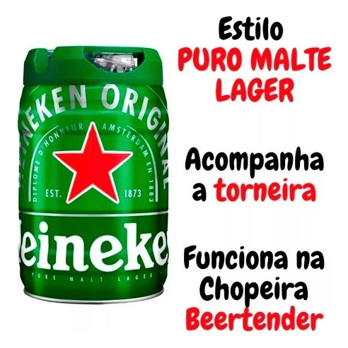 Barril Chopp Heineken 5 Litros Original - Envio Imediato