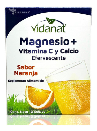 Magnesio Vitamina C Calcio Efervescente Naranja 10 Sobres