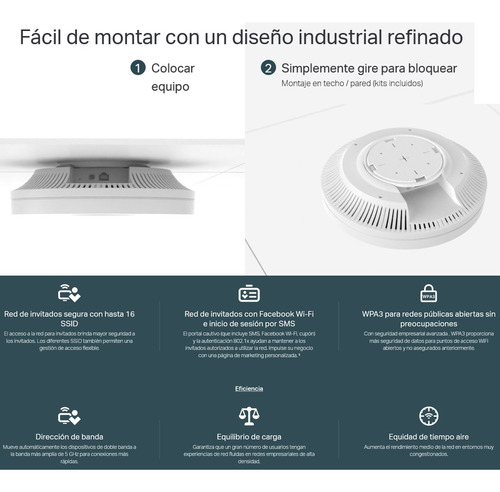 Access Point De Techo Gigabit Wifi 6 Ax1800, Tp-link Eap610