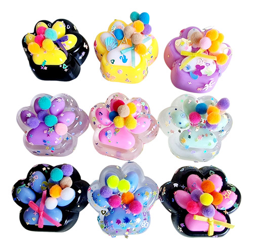Squishy Mochi Brillo Huella Patita Gato Souvenir X3 Unid Surtido