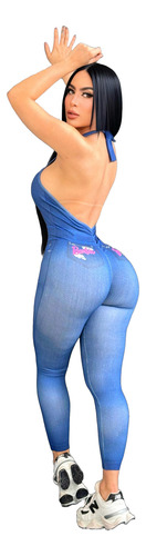 Enterizo Deportivo Estamp Mezcilla Halter Escot Espda Pushup