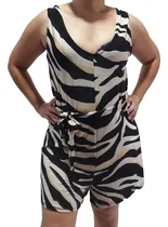 Comprar Mono Short Musculosa Seda Frìa Estampada Con Lazo