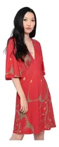 Comprar Vestido Forum Curto Abstrato Vermelho E Bege
