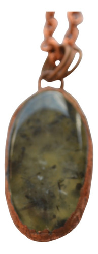 Collar Piedra Natural Prehnita Con Cadena Cobre, Cod1